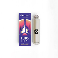 Fioletowe etui Olfazeta EuroEvent z kolorową ilustracją i wkładem Extrait de Parfum 15 mL